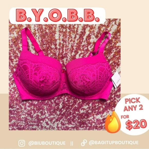 NWT Fushia Laced Lightly Lined Balconette Bra - Auden - Picture 1 of 5